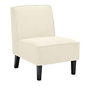 Gymax Modern Armless Accent Chair Fabric Single Sofa w/ Rubber Wood Legs Beige