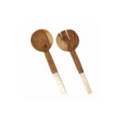 Global Crafts Olive Wood Salad Servers with Squared Bone Handles