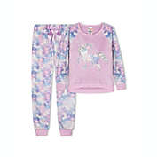 Sleep On It Girls Tie Dye Unicorn Soft Novelty Fleece 2-Piece Pajama Sleep Pant Set