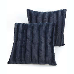 Cheer Collection Faux Fur Throw Pillows - Set of 2 Decorative Couch Pillows - 24