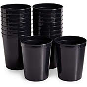 Juvale Black Stadium Cups, Reusable Plastic Party Tumblers (16 oz, 16 Pack)
