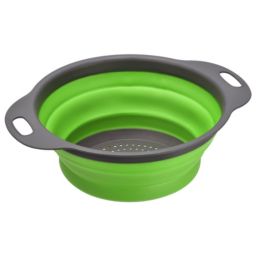 Unique Bargains Collapsible Colander Over The Sink, Silicone Round Foldable Strainer with Handle Space Saving Suitable for Pasta, Vegetables, Fruits - Green Diameter Sizes 8in