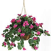 Nearly Natural 32" Artificial Silk Bougainvillea Plant with Hanging Basket