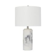 Elegant Designs Modern Marble Table Lamp with White Fabric Drum Shade