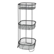 mDesign Square Metal 3-Tier Shelf, Free Standing Bathroom Storage - Matte Black