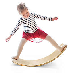 Costway-CA 15.5 Inch Wooden Wobble Toy Balance Board-Natural