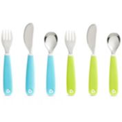 Munchkin Splash Toddler Fork, Knife and Spoon Set, 6 Pack, Blue/Green