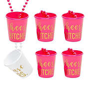 Blue Panda 6 Pack Cheers B*tches and Future Mrs Shot Glass Necklaces for Bachelorette Themed Party Favors (30 In)