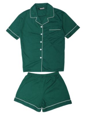 Details about    Womens Button Down Short Sleeve Shirt and Pajama Pants Lounge Sleep Set 