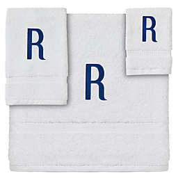 Juvale 3-Piece Letter R Monogrammed Bath Towels Set, Embroidered Initial R Wedding Gift (White, Blue)