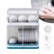 Kitcheniva 2-Tier Dish Rack W/Lid Cover Utensil Holder Kitchen Cutlery Storage Rack