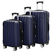 Infinity Merch 3-in-1 Traveling Storage Suitcase Luggage Set in Navy Blue