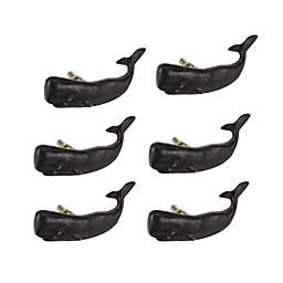 MD Specialties Set of 6 Black Painted Cast Iron Whale Drawer Pull Rustic Furniture Decor Knob