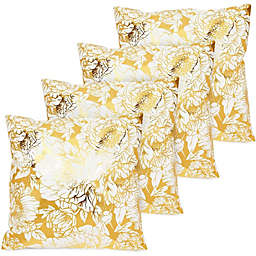 Juvale Gold Floral Throw Pillow Covers, Home Decor (18 x 18 Inches, 4 Pack)
