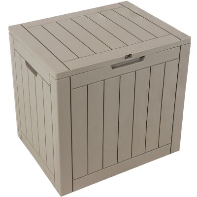 Sunnydaze Lockable Outdoor Small Deck Box with Storage and Side Handles - 32-Gal. - Driftwood