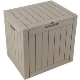 Sunnydaze Lockable Outdoor Small Deck Box with Storage and Side Handles - 32-Gal. - Driftwood