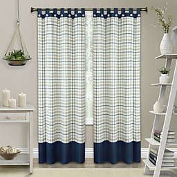 Kate Aurora 2 Pack  Shabby Farmhouse Plaid Tab Top Tattersall Window Curtains - 52 in. W x 84 in. L, Navy