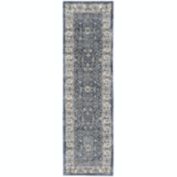 Kathy Ireland American Manor Bordered Indoor only Area Rug - 2'2" x 7'6" Blue/Ivory