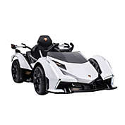 Aosom Kids Ride On Sports Car, 12V Battery Powered Electric Toy, w/ Parent Remote Control, Bluetooth, Horn, Music & LED Headlights Taillights, for 3-6 Years Old, White