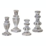 Melrose Home Decorative Candle Holder (Set of 4) 5.75"H, 6.5"H, 7.5"H, 7.5"H Resin/Stone Powder