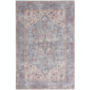 Nicole Curtis Machine Washable Series 1 Vintage Medallion Area Rug Blue/Multi 4' x 6'