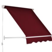 Outsunny 6&#39; Drop Arm Manual Retractable Window Awning Sun Shade Shelter for Patio Balcony Outdoor, Aluminum, Wine Red