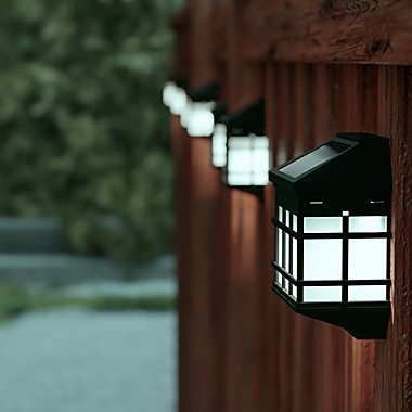 Flash Furniture 6 Pack Wall Mount LED Solar Lights - Weather Resistant Black Decorative Solar Powered Lights - Deck and Fencing Solar Lights. View a larger version of this product image.