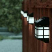 Flash Furniture Holder 6 Pack Wall Mount LED Solar Lights - Weather Resistant Black Decorative Solar Powered Lights - Deck and Fencing Solar Lights