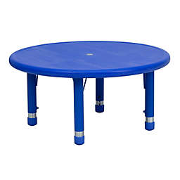 Flash Furniture 33'' Round Blue Plastic Height Adjustable Activity Table