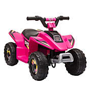 Aosom 6V Kids Ride on ATV, 4-Wheeler Electric Quad Toy Battery Powered Vehicle with Forward/ Reverse Switch for 3-5 Years Old Toddlers Pink