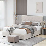Homfa Full Size Tufted Storage Platform Bed Frame White