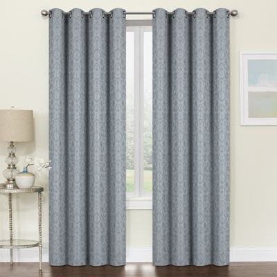 Kate Aurora Regency Collection Raised Jacquard Damask Grommet Top Curtains - 52 in. W x 84 in. L, Gray