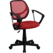 Flash Furniture Low Back Red Mesh Swivel Task Office Chair with Arms