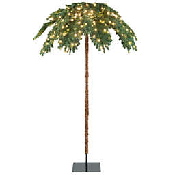 Costway 6 Feet Pre-Lit Xmas Palm Artificial Tree with 250 Warm-White LED Lights
