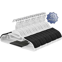 Elama Home 50 Piece Non Slip Hanger with U-slide in White and Black
