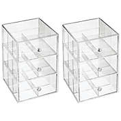 mDesign Wide Plastic Tea Organizer Tower for Kitchen, 3 Drawers - 2 Pack