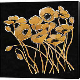 Great Art Now Gold Black Line Poppies I v2 by Shirley Novak 24-Inch x 24-Inch Canvas Wall Art