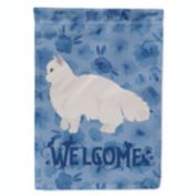 Caroline's Treasures White Persian Traditional Cat Welcome Flag Garden Size 11.25 x 15.5