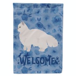 Caroline's Treasures White Persian Traditional Cat Welcome Flag Garden Size 11.25 x 15.5