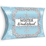 Big Dot of Happiness Winter Wonderland - Favor Gift Boxes - Snowflake Holiday Party and Winter Wedding Large Pillow Boxes - Set of 12
