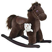 Qaba Kids Plush Ride-On Rocking Horse  in Brown