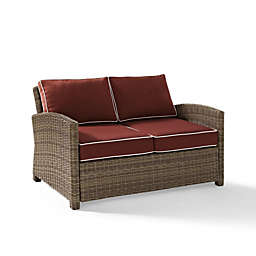 Crosley Furniture Bradenton Outdoor Wicker Loveseat Sangria/Weathered Brown