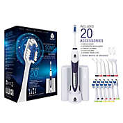 PURSONIC White Ultra High Powered Sonic Electric Toothbrush with Dock Charger, 12 Brush Heads & More! (Value Pack)
