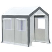 Outsunny 6' L x 8' W x 7' H Outdoor Walk-In Tunnel Greenhouse with Roll-up Windows, 2 Zippered Doors, & Weather Cover