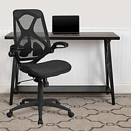 Flash Furniture High Back Transparent Black Mesh Executive Ergonomic Office Chair with Adjustable Lumbar, 2-Paddle Control & Flip-Up Arms