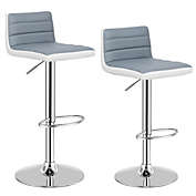Costway-CA Set of 2 Adjustable Height Barstool with PU Leather