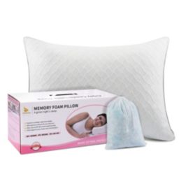 PiccoCasa Shredded Memory Foam Cooling Bed Pillow, Soft Support Sink-in Pillows, Cooling, Luxury Pillow for Back, Stomach or Side Sleepers, Queen, White