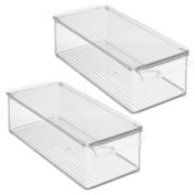 mDesign Plastic Kitchen Food Storage Bin with Handle, Lid, 2 Pack