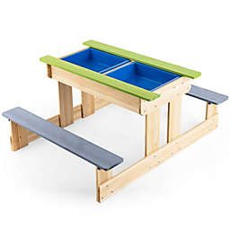 Slickblue 3-in-1 Outdoor Wooden Kids Water Sand Table with Play Boxes