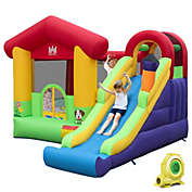 Gymax Inflatable Bounce Castle Kids Jumping House w/ Ocean Balls & 735W Air Blower
